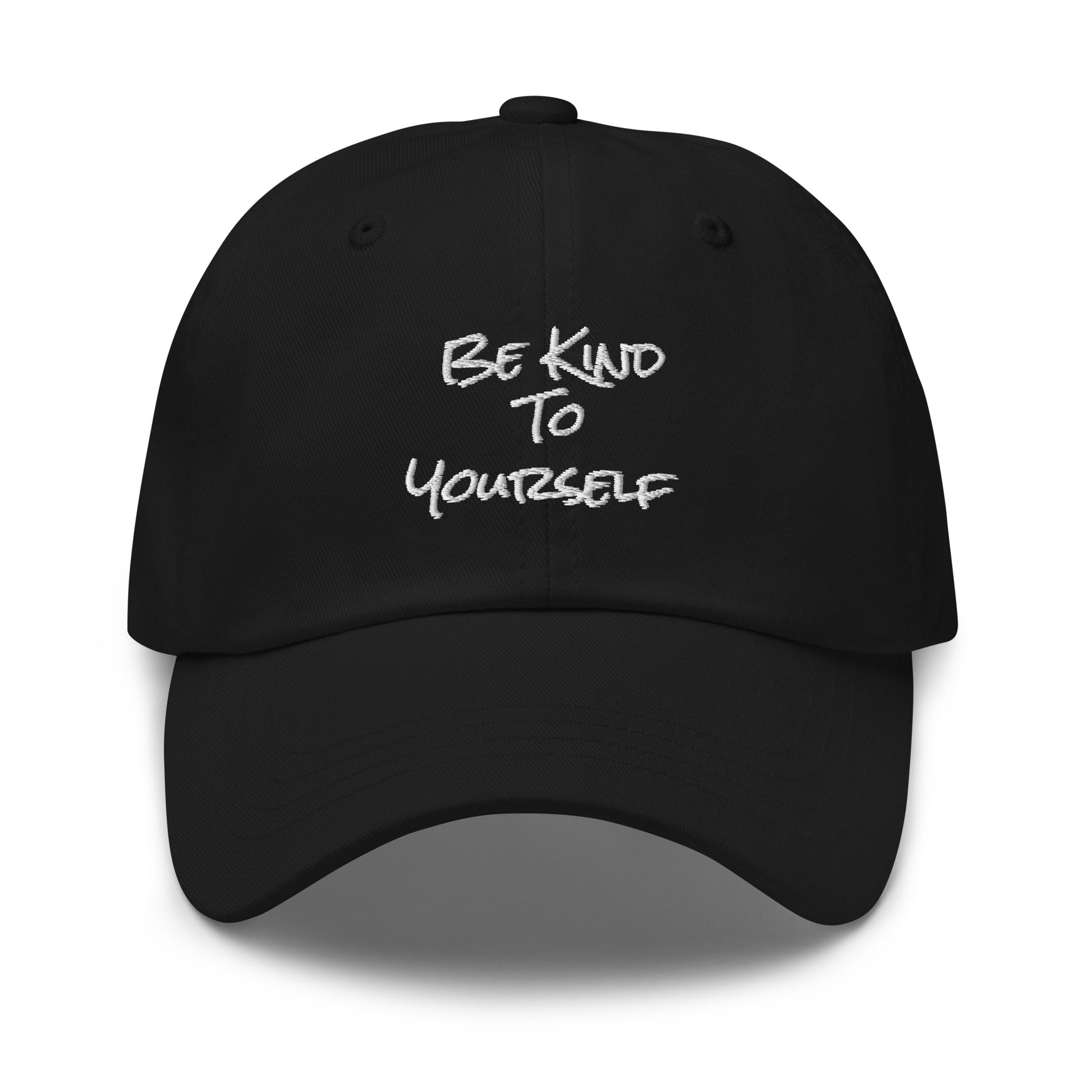 unisex dad hat black print bravanna white be kind to yourself 