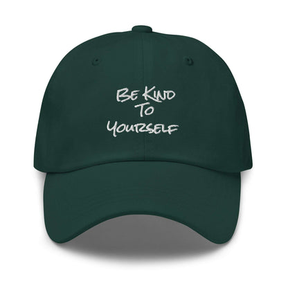 unisex dad hat green print bravanna white be kind to yourself 